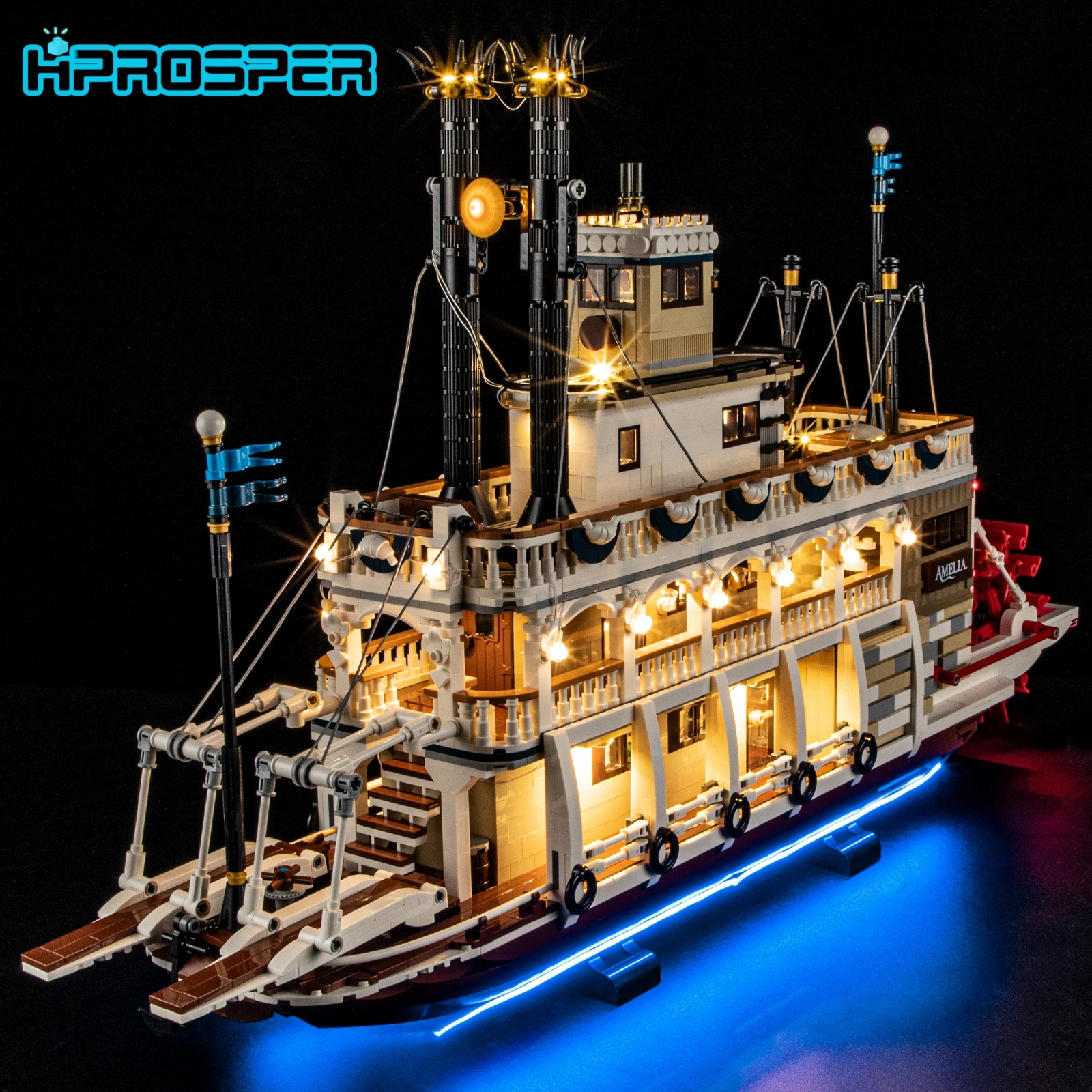 레고 21356 강 증기선 장식 램프용 Hprosper 5V LED 조명(배터리 상자..