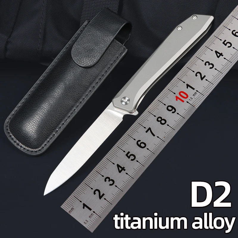 

D2 Steel Blade J028C Pocket Folding Knife Titanium Alloy Handle EDC Outdoor Camping Self-defense Portable Tools