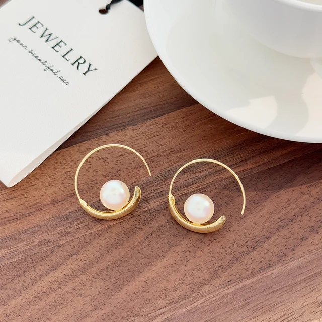 86957-9326f4.jpg Boucles d'oreilles françaises avec perles artificielles circulaires simples, Niche, Style haut de gamme, boucles d'oreilles polyvalentes