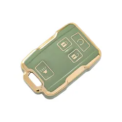 Premium Leather Key Fob Cover Case for Chevrolet and GMC Vehicles (Green gold)