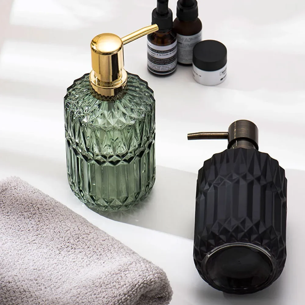 Bathroom Soap Dispenser Portable Glass Travel Liquid Hand Sanitizer Container 390ml Shampoo Body Wash Dispenser Accessories