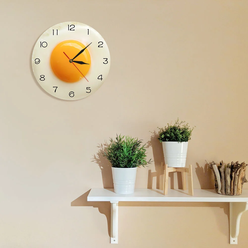 New Fried Egg Kitchen Wall Clock Modern Design 3D Wall Clock Breakfast Food Wall Art Dining Home Decor Silent Wall Watch