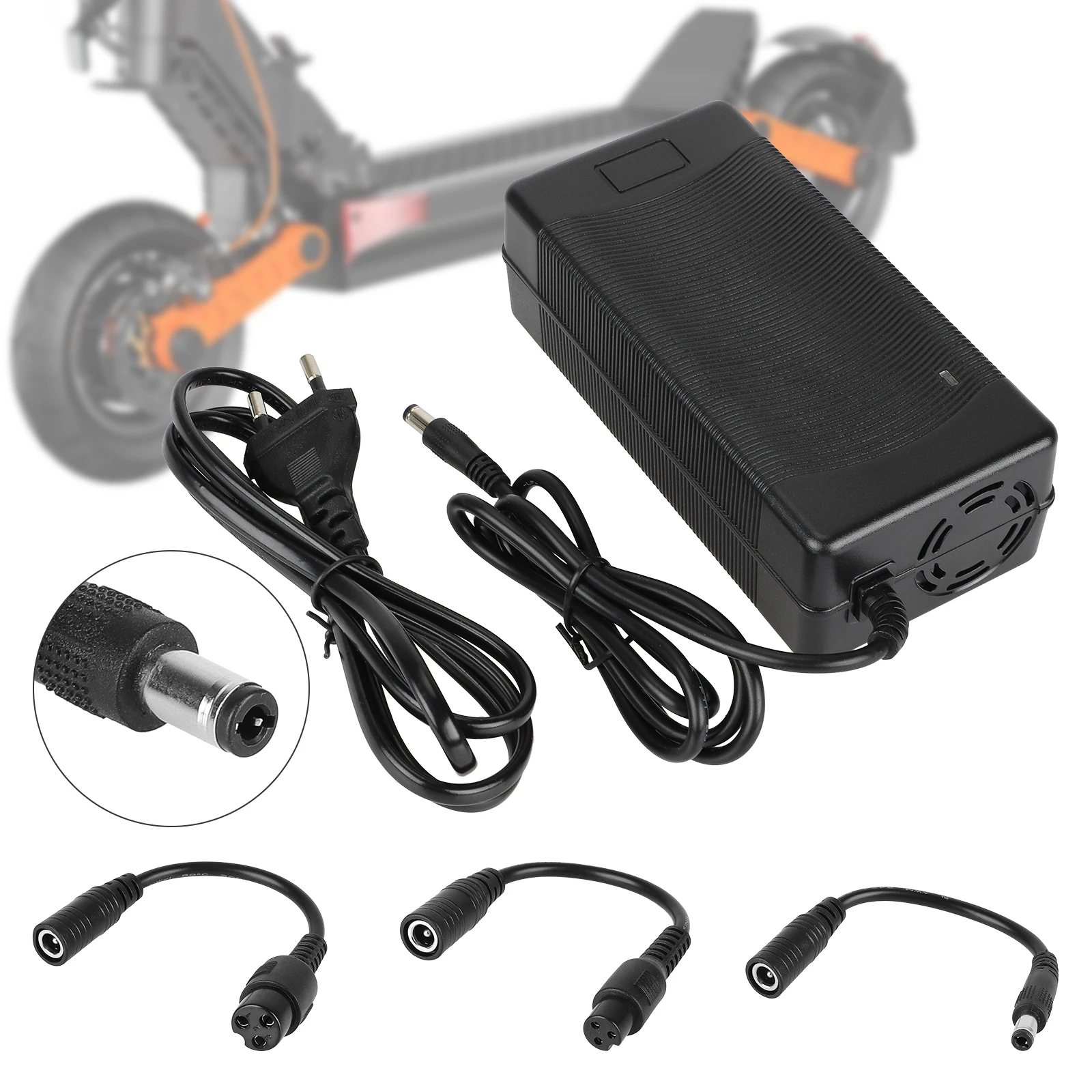 Caricabatterie Universale 54,6V 2A Per Scooter Elettrici 48V E 42V – 6 Adattatori Inclusi, Protezioni Integrate