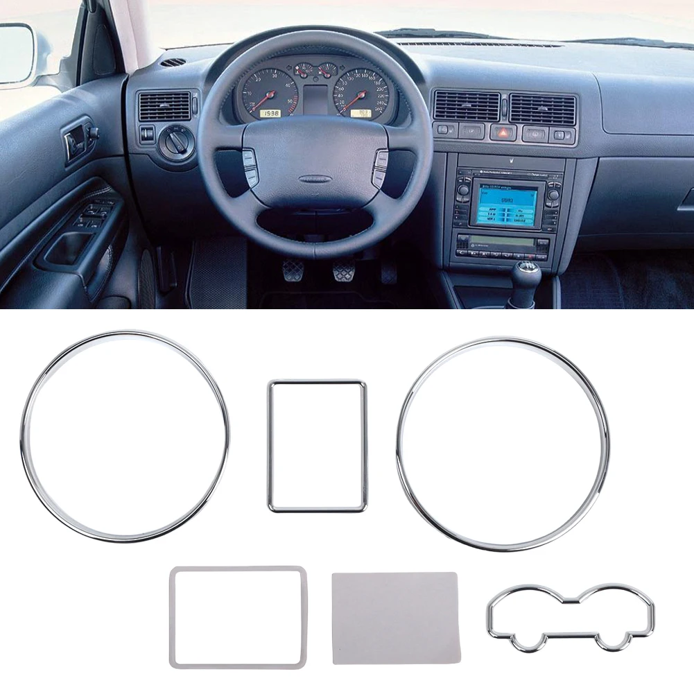 Chrome Speedometer Dash Rings Bezel Trim Silver Dashboard Bezel Rings for VW Passat 3B B5 1997-2001 Golf 1997-2003