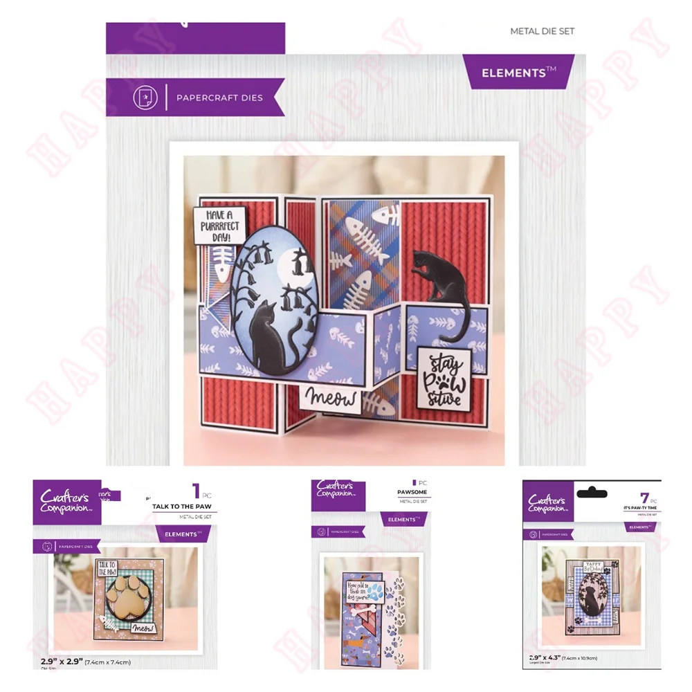 Cute Cat Dies New Metal Cutting Dies Scrapbooking Make Paper Card Album Diy Craft Template Decoration Die Talk To The Paw 2024