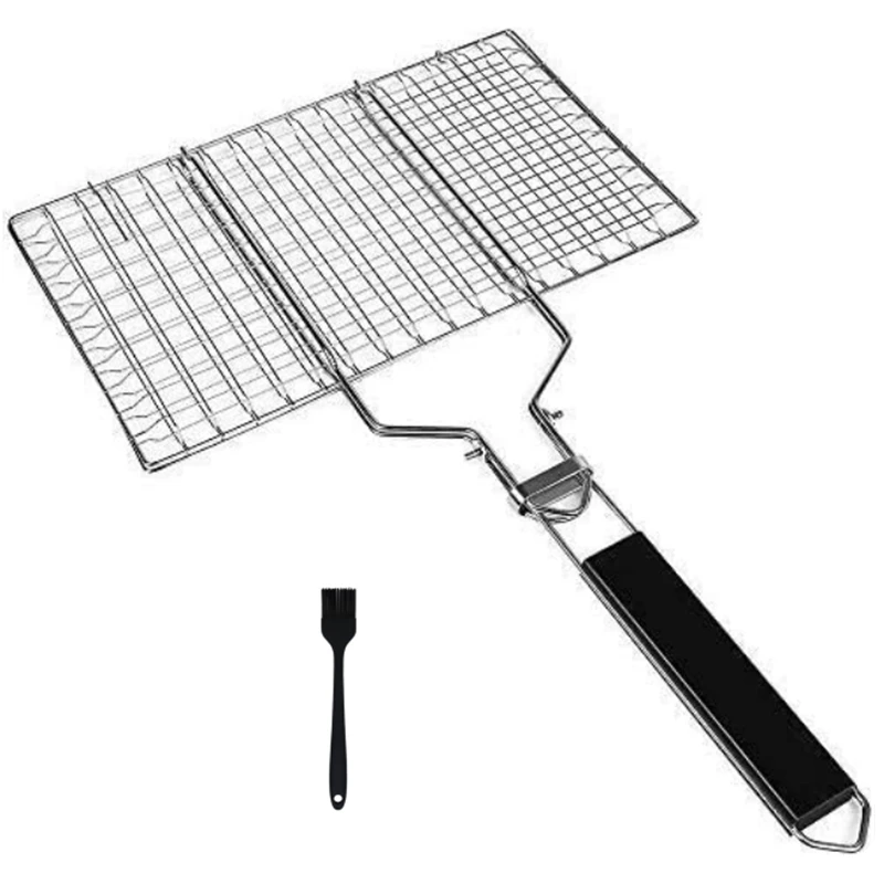 

Portable Grill Basket, Grilling Basket, Foldable BBQ Grill Basket With Removable Handle, Perfect For Grilling Vegetable