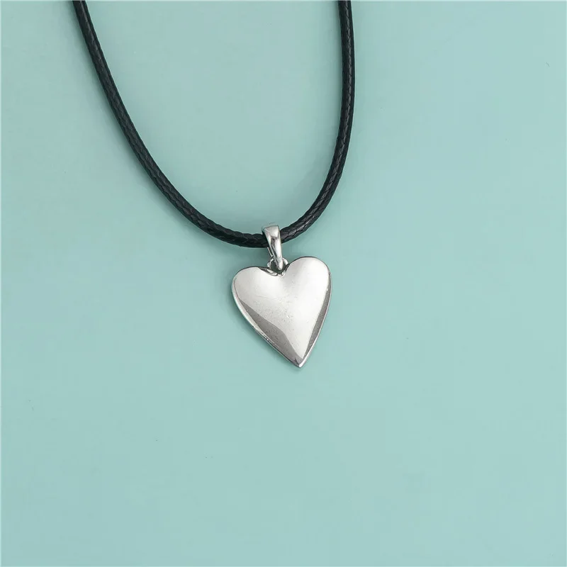 TrustDavis Real 925 Sterling Silver Sweet Romantic Glossy Heart Charm Pendant Handmade DIY Necklace Accessories Jewelry DZ704 pendant necklace silver necklace silver pendant silver necklace charms