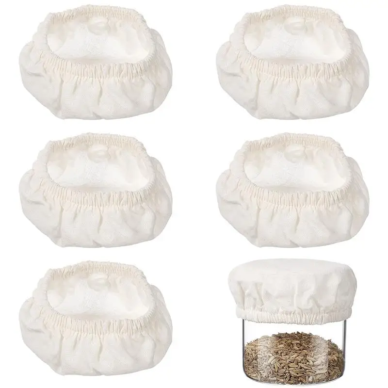 5 Pcs Cloth Covers Sourdough Starter Fabric Lid Stretchy Fermenting Sourdough Starter Cloth Jar Covers