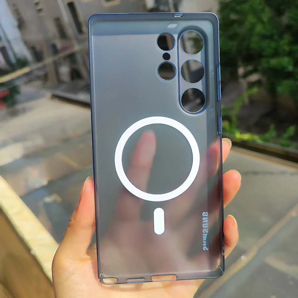 Slim Ice Mist Transparent Magnetic Case with Wireless Charging and Shockproof Protection
