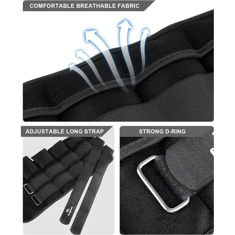 10 Lbs Each Adjustable Ankle Weights 1-3/4/5/6/8/10 LBS Pair with Removable Weight for Jogging, Gymnastics, Aerobics, Physical T