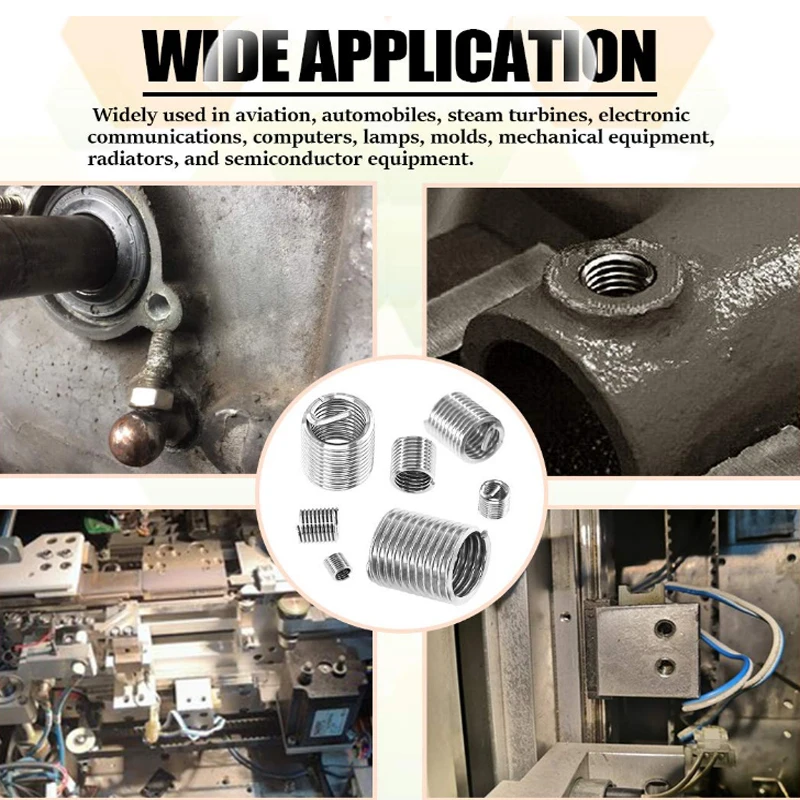 Kit 100 Inserti Filettatura M5x0.8 In Acciaio Inox - Inseriti Riparazione Filetti Per Legno, Alluminio, Plastica