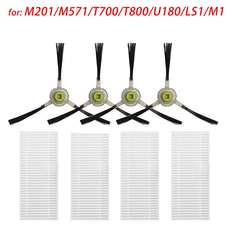 4 Side Brushes + 4 HEPA Filters for Lefant M1 U180 M201 T700 M571 Robot  Vacuum Cleaner Accessory Part - AliExpress