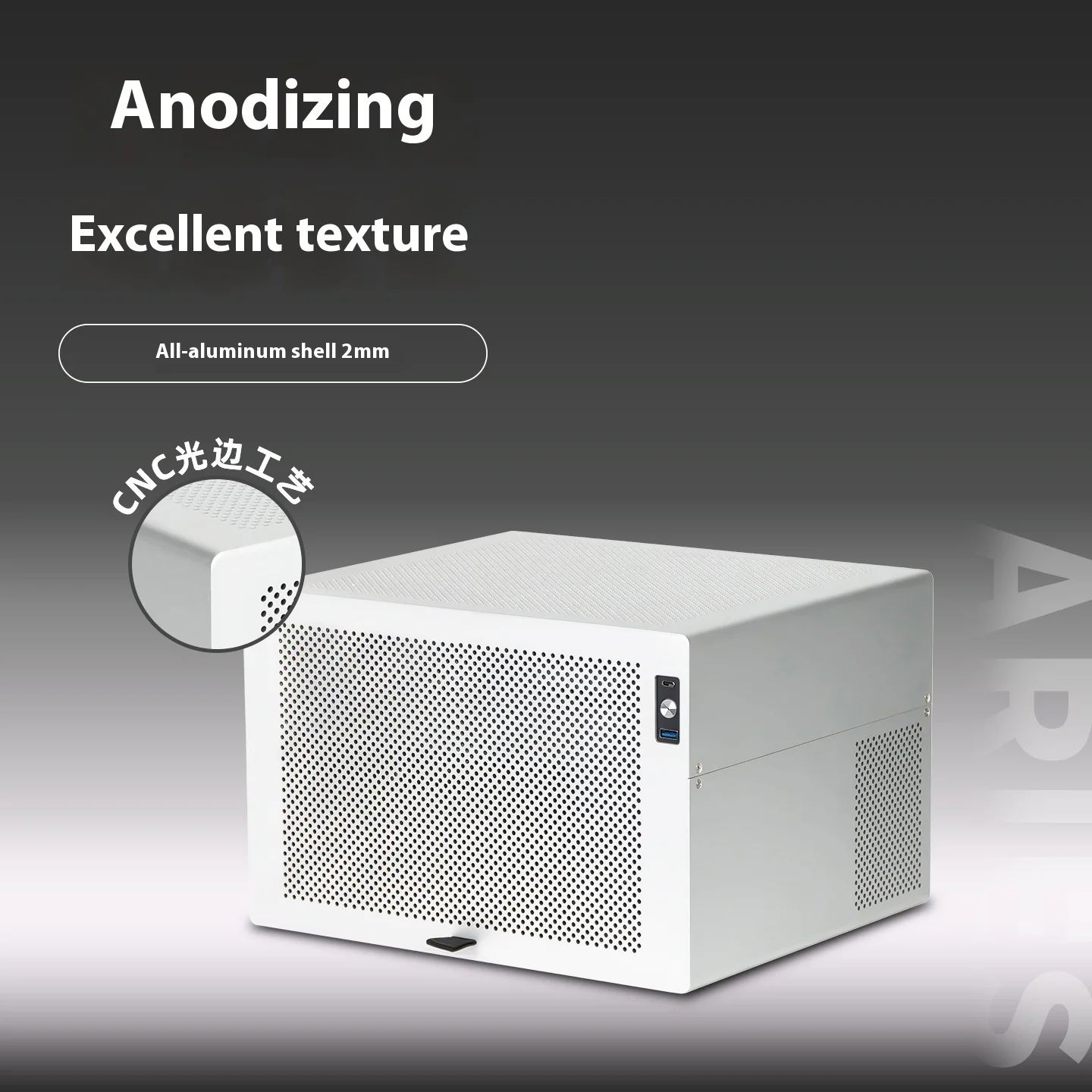 아리에스 8 디스크 포지션 NAS 섀시 아노다이징 알루미늄 ATX 메인보드 SFX 세미하이 PCIe 플라잉 카우 블랙 허드 스토리지 서버 섀시
