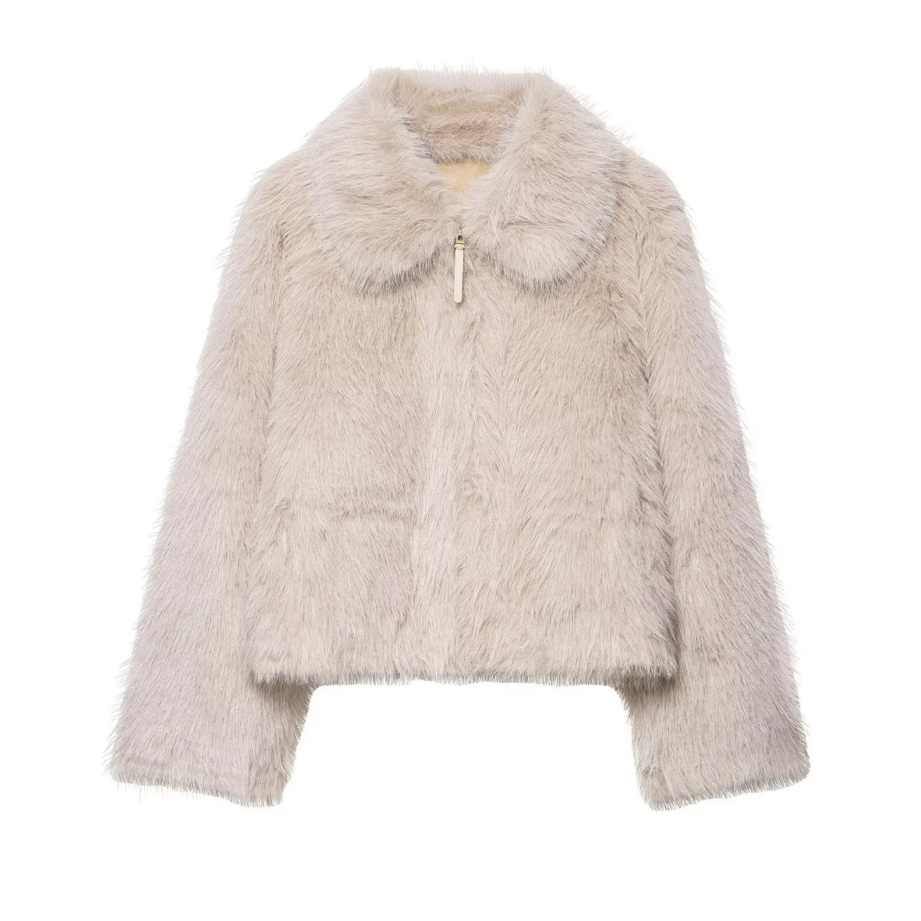 Women Short Faux Fur Coat Female Autumn Winter Long Sleeve Simple Zipper Jacket Lady Warm Elegant Chic Outwear Jackets Streetwea