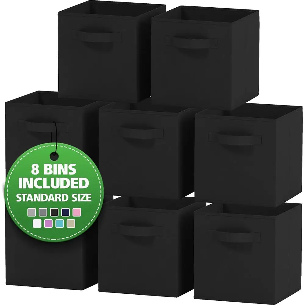 Storage Cubes Pack of 8 - Stand Size Cube Storage Bin 10.5x10.5x11 With Dual Handles or Easy Carrying Collapsible Fabric Storage