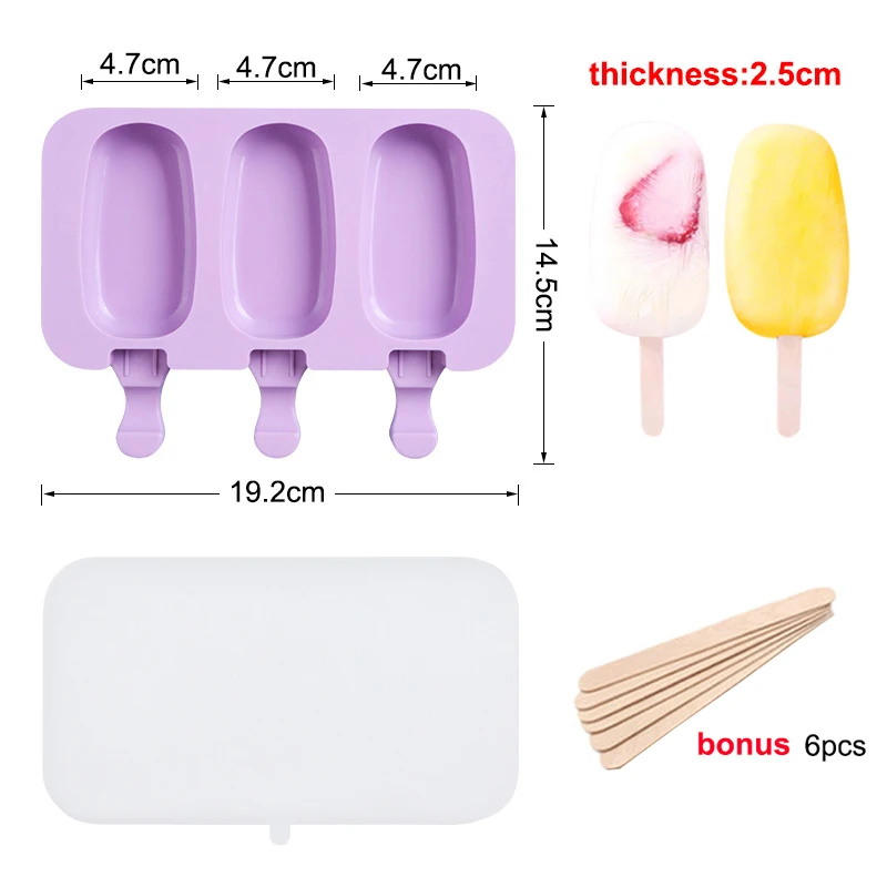 julyso Reusable Silicone Ice Cream Mould for Homemade Ice Lolly Cute Cartoon Popsicle Mould for Children Adults Popsicle Mould 
