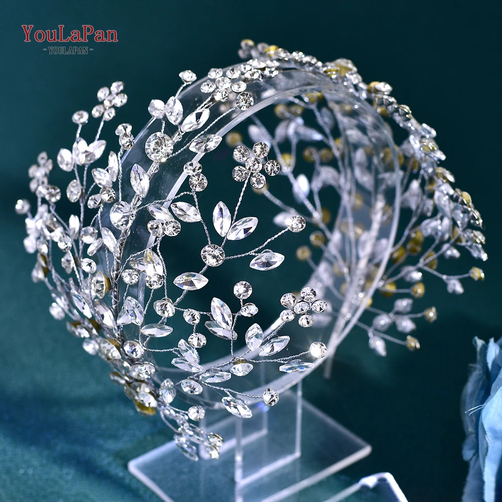 YouLaPan Luxury Rhinestone Bride Headband Handmade Silver Color Wedding Hair Accessories Fashion WWomen Hair Hoop Headwear HP794