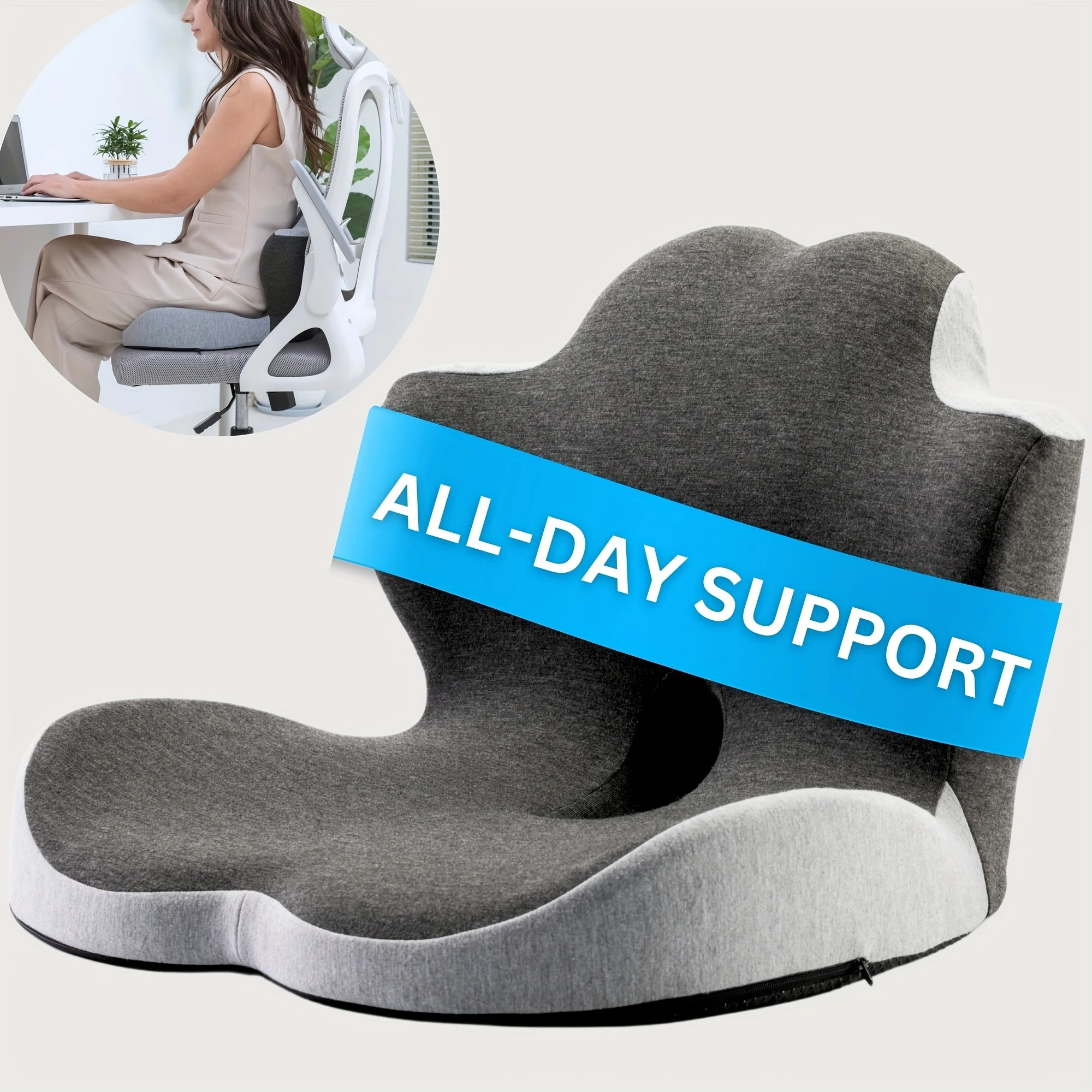 1pc Seat Cushion with a Backrest That Effectively Supports The Lower Back, Providing Comfort And Breathability,Relieve Pressure