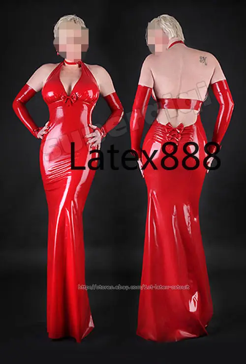 

100% Latex Rubber Gummi Kleid Dress 0,45mm Catsuit Ganzanzug Rot Overall