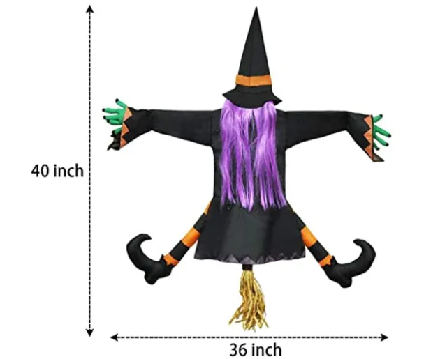 Halloween new witch doll Crashing Witch Into Tree Halloween Decoration Door Porch Tree Decoration_voghion.com
