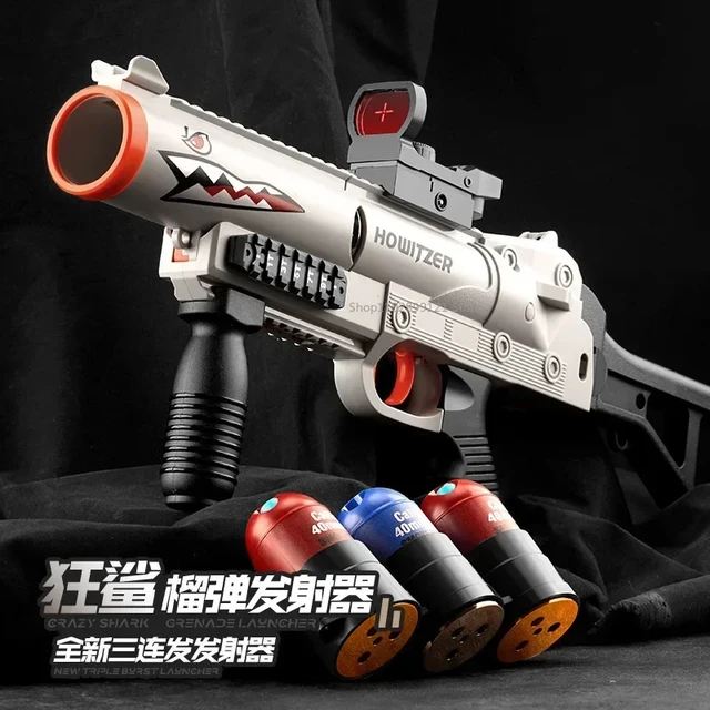 Three-shot grenade launcher soft-bullet gun can launch toy gun boy outdoor  eating chicken battle manual loading boy gift - AliExpress