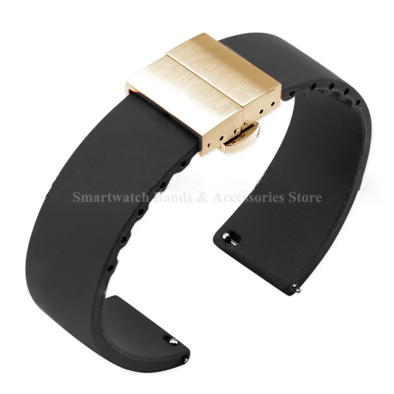 Silicone Quick Release Waterproof Sport Watch Strap with Double Press Butterfly Buckle