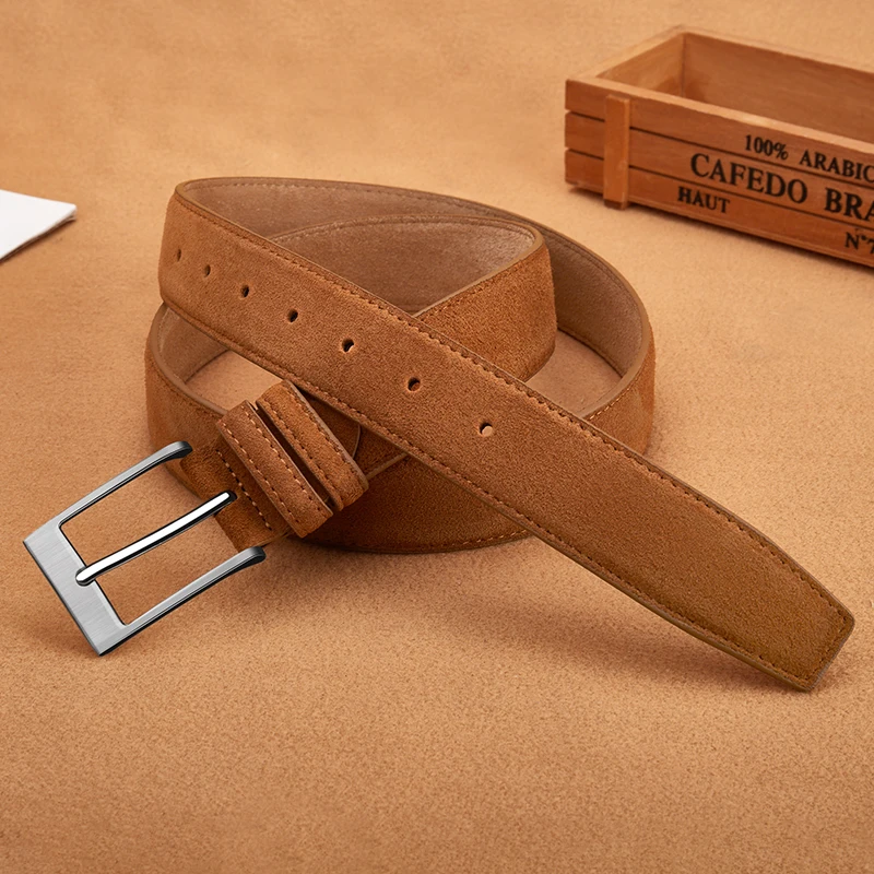 Leather Belt Mens Belt Waist Belt Luxury Suede Cowhide Leather Belt for women Vintage Style Men 3.5cm Wide for Dresses & Jeans Unisex