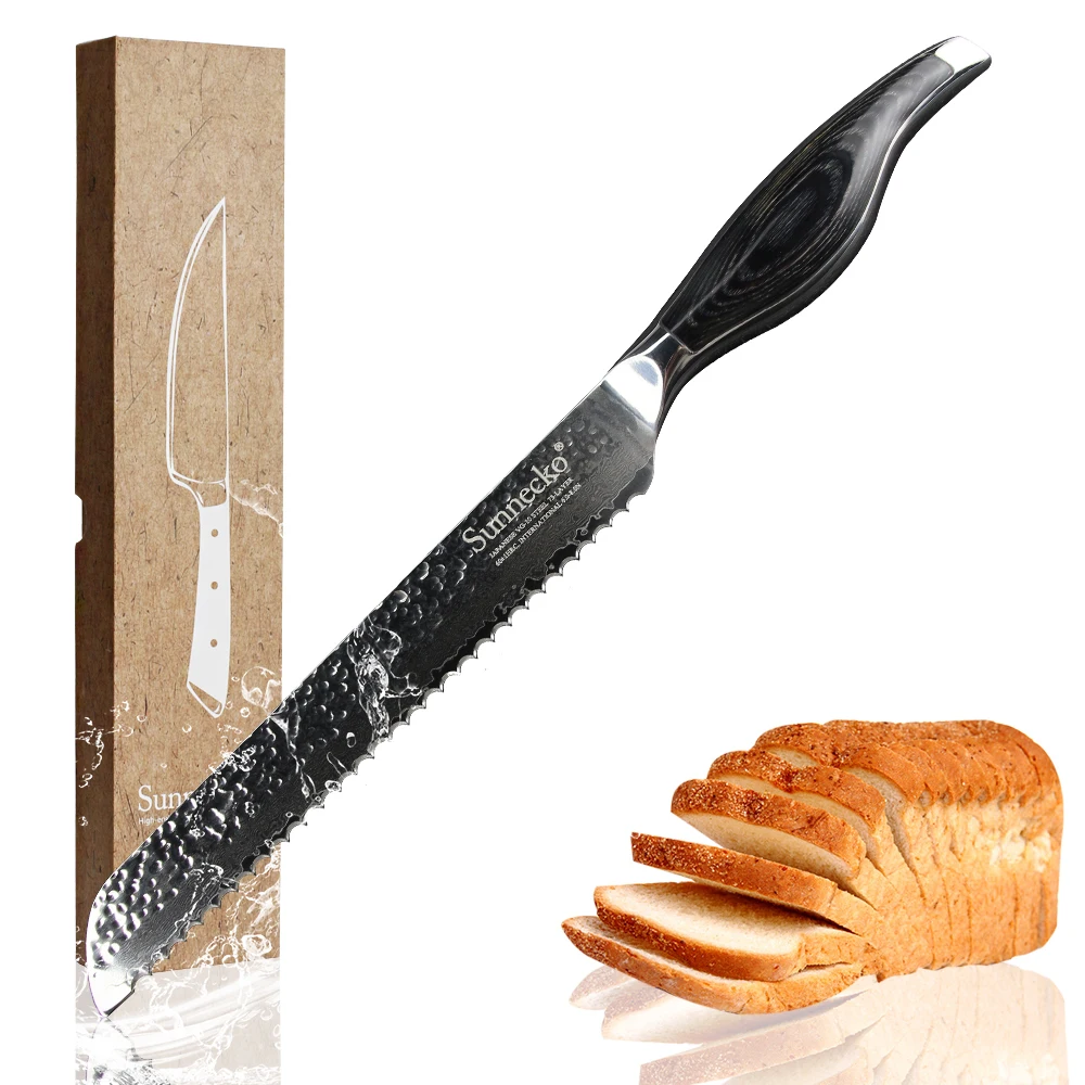 

SUNNECKO 8'' Inch Bread Knife Japanese Chef Damascus Steel VG10 73 Layers Blade Toast Cake Slicing Baking Cutting Tool Gift Box