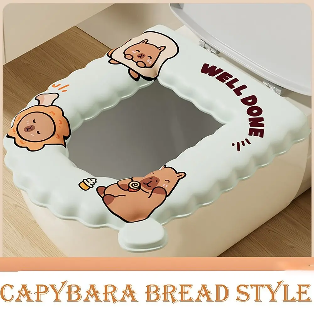 Durable Capybara Seat Ring Toilet Seat Cover Washable Extra Handle Toilet Pad Mat Waterproof Lid Cushion for Bathroom