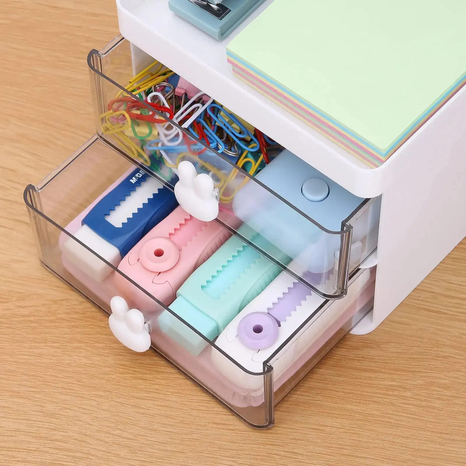 Small Desk Organizer With Drawer, Office Desktop Storage Box, Makeup Organizer, Business Card/Pen/Pencil/Mobile Phone/Stationery 5