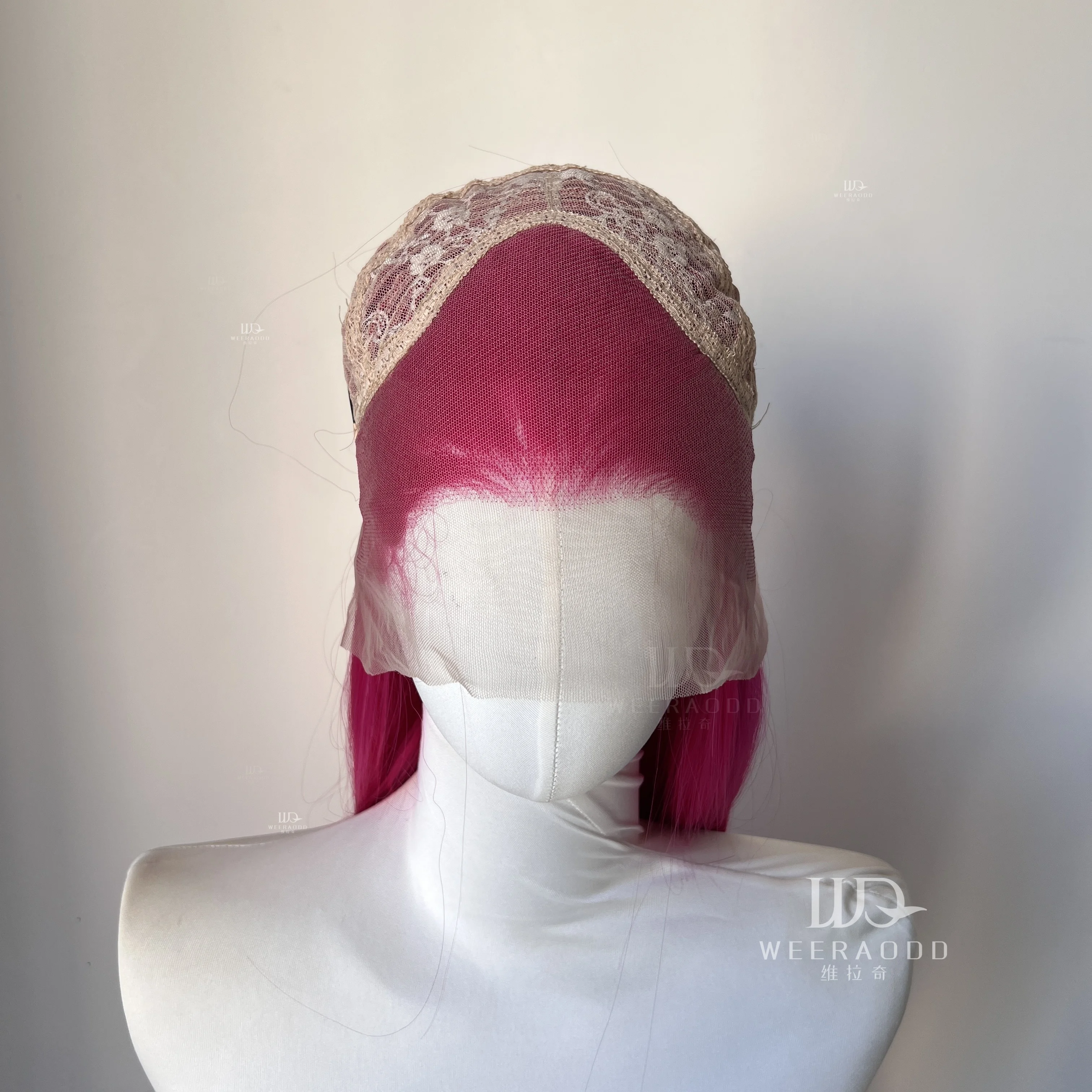 Heiße rosa Spitze-Front-Perücke, Mira Cosplay-Perücke, 66 cm langes glattes Haar, Perücke, 13 x 4 Spitze-Frontal-Anime-Cosplay, hochwertige Fasern – Detail 10