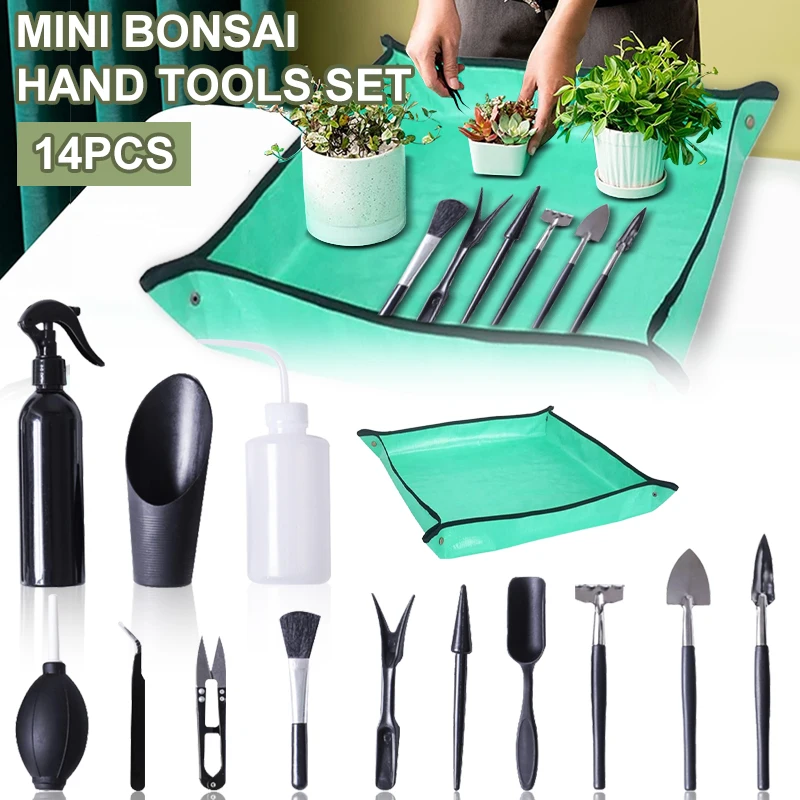 Set Di Attrezzi Per Piante Succulente 8-14 Pezzi Kit Per Fioriera Da Giardino Pianta D'Appartamento Bonsai Trapianto A Mano Per Cura Delle Fate Indoor