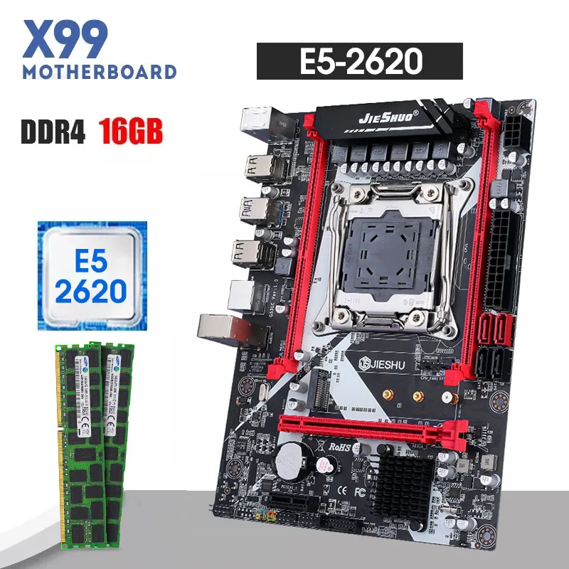 

JIESHUO Kllisre X99 motherboard combo kit set Xeon E5 2620 V3 LGA 2011-3 CPU 2pcs X 8GB =16GB DDR4 memory