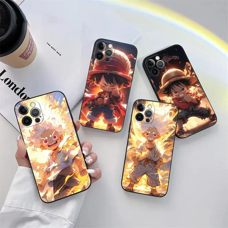

Cute One Child-Piece Luffy Anime Phone Case for iPhone 11 15 Pro Max Case Coque 14 Plus 13 Pro 12 11 XS XR 7 8 SE TPU Soft Cover