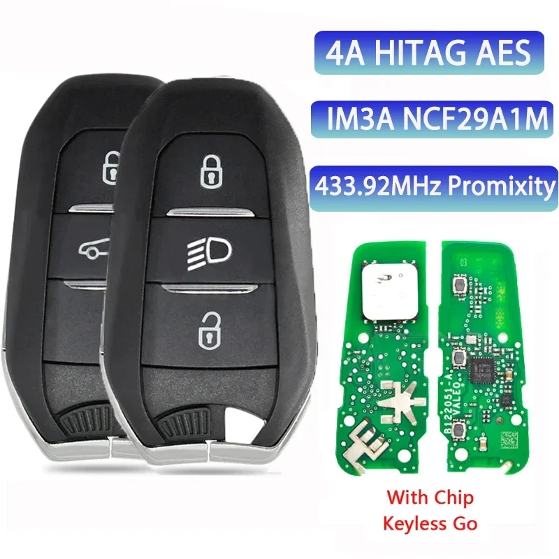 

BB Key Original for Peugeot 508 5008 2020 2021 433.92MHz NCF29A1M HITAG AES 4A Chip IM3A Keyless Go Smart Remote Key