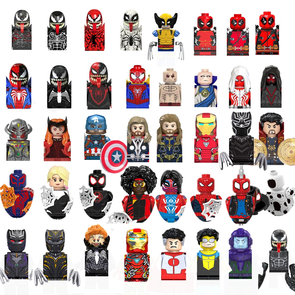 Marvel Anime Spiderman Captain America Thor Doctor Strange Black Panther Loki Bricks Action Mini Figures Building Blocks Toys