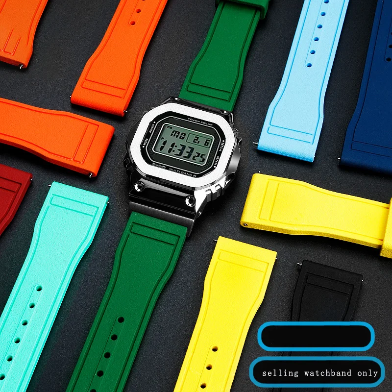 Cinturino In Gomma Fluorurata Per Il 35 ° Anniversario Di Casio Piccola Pepita D'Argento Gmw-B5000 Gm-B2100 Cinturino In Gomma Modificato