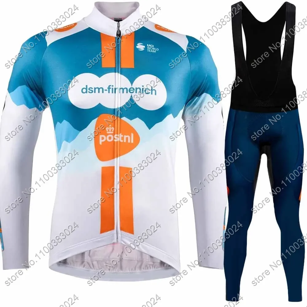 Description Picture 5 of item2024 DSMFUL Team Cycling Jersey Set Long Sleeve Blue Winter Netherlands Clothing Bike Thermal Jacket Suit Pants MTB Maillot Ropa