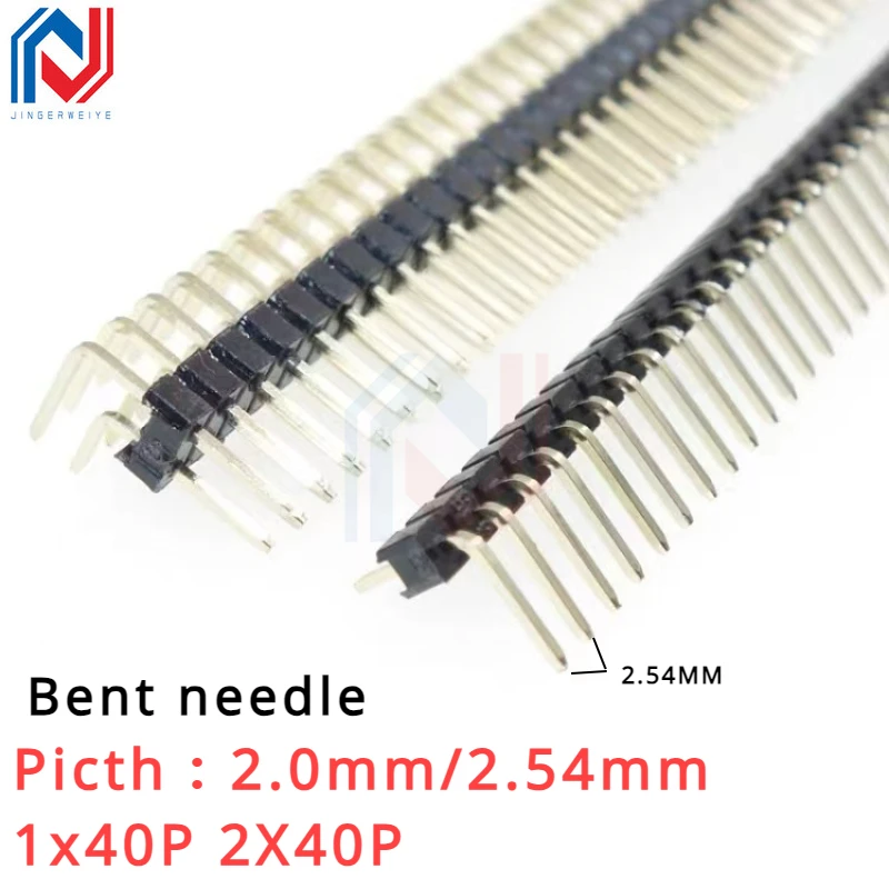 5pcs-1x40-2X40-40Pin-80PIN-2-0mm-2-54mm-right-Angle-single-row-Pin-head ...