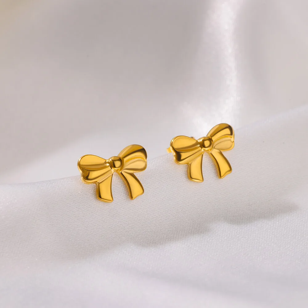 Tiny Butterfly Stud Earrings For Women Stainless Steel