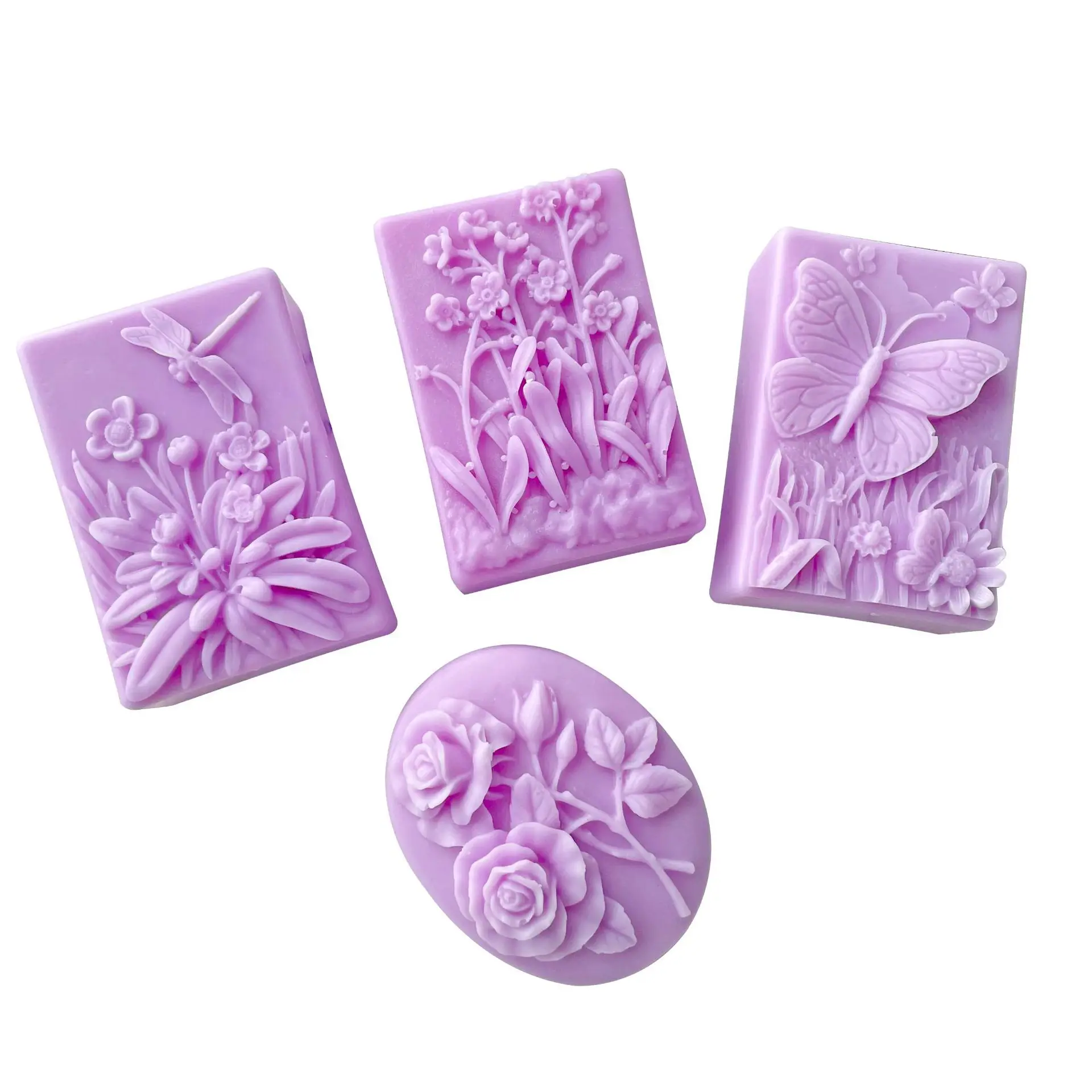 Soap Silicone Candle Mold Round Flower Shaped Butterfly DIY Handmade Craft Soap Making Mould