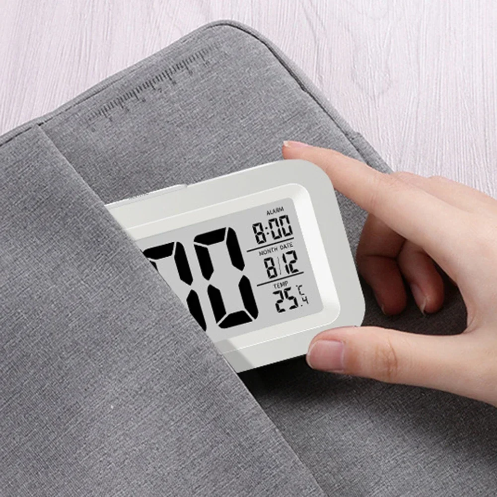 Digital clock LCD alarm with calendar thermometer for desk travel office decor portable large screen display