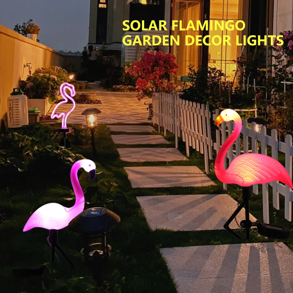 Group Flamingo Solar Light Waterproof Garden Stake Lamp Outdoor Courtyard Decoration Light Patio Walkway Light Lawn Light 2