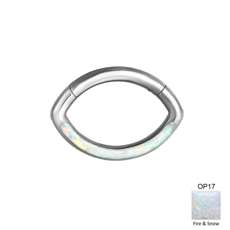 G23 Titanium Earrings 16G Opal High Section Clickers Nose Septum Nose Rings Eye Type Auricular Cartilage Tragus Piercing Jewelry