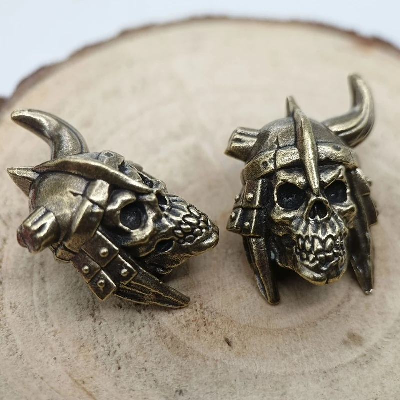 Skull Head Soldier Brass Knife Beads, EDC DIY Paracord Woven Bracelets, Lanyard Pendants, Accessories, Outdoor Tool Hangings, Charms, paracord bracelet accessories