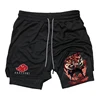2025 Men's 2 in 1 Workout Fitness Running Anime Print Performance Shorts Athletic Compression with Towel Loop Pockets Gym 6