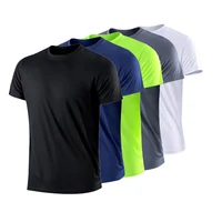 NO LOGO Men's Quick Dry Short Sleeve Gym Running Moisture Wicking Round Neck T-Shirt Training Exercise Gym Sport Shirt Tops 1