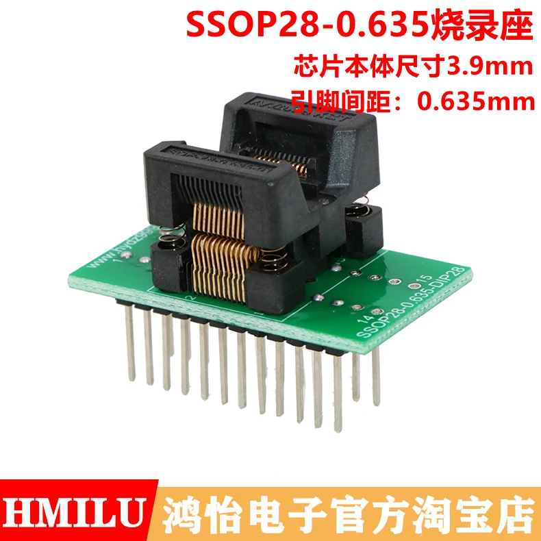 

TSSOP28 Aging Programming Test Socket SSOP28 Burning Socket 150mil Narrow Body Spacing 0.635mm Reading and Writing Socket