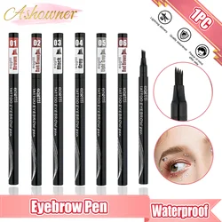 ASHOWNER 1PC 4-Claw Eyebrow Pencil Women Makeup Waterproof Brown Eye Brow Tattoo Dye Tint Pen Liner Long Lasting Eyebrow