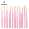 1 Pcs Eyelash Tweezers Extension Pink Stainless Steel Superhard Tweezers With Fiber Tips High Precision Anti-Static Tweezers 1